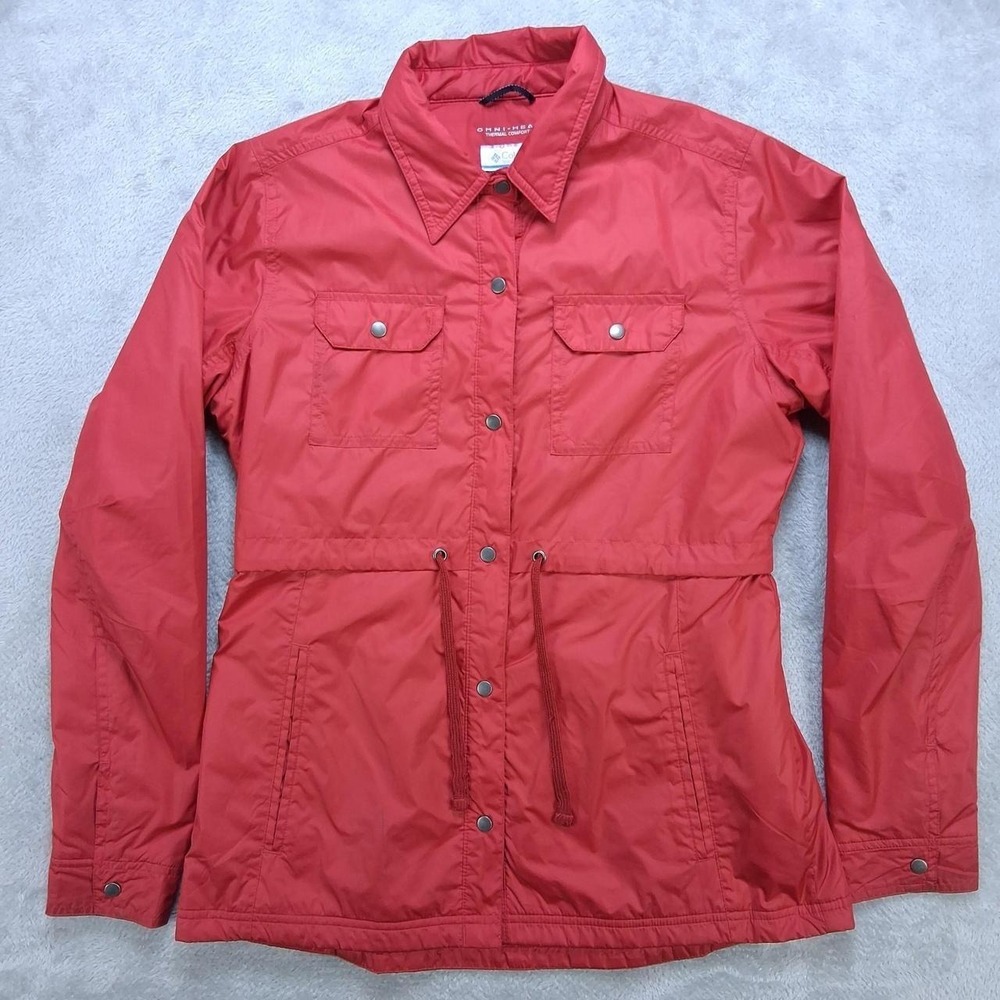 Columbia Omni-Heat Red Utility Jacket Womens Medium Snap Front Coat